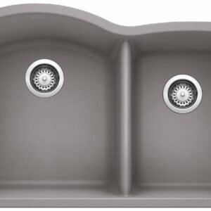 Diamond U 1.75 Bowl Undermount Silgranit Sink - Metallic Gray 401660 Blanco