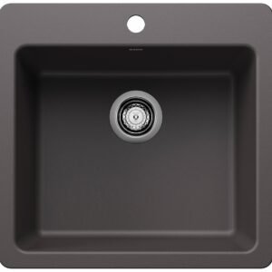 Liven 21 1 Bowl Silgranit Dual Mount Kitchen Sink - Cinder 403660 Blanco
