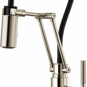 Litze SmartTouch Articulating Kitchen Faucet with Knurled Handle - Polished Nickel 64243LF-PN Brizo