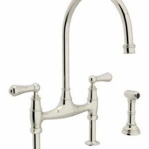 Georgian Era Bridge Kitchen Faucet With Side Spray - Polished Nickel U.4719L-PN-2 Perrin & Rowe