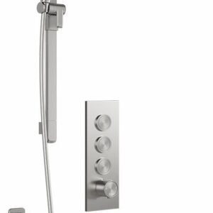 Moroka TB3 Thermostatic Push-Button Shower System with Vertical Ceiling Arm - Pure Nickel BF2097-125-001 Kalia