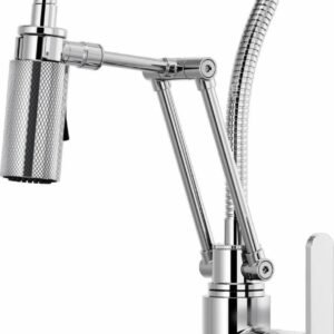 Litze SmartTouch Articulating Kitchen Faucet with Finished Hose and Industrial Handle - Chrome 64144LF-PC Brizo