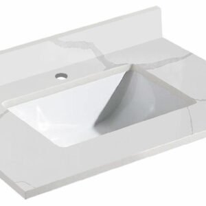 Calcutta Quartz Counter Top with Undermount Sink - Calcutta QT2231CC Duval