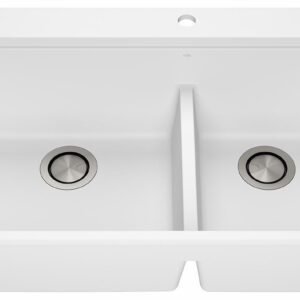Bacia 33" Granistone 1.75 Bowl Drop-In Kitchen Sink with Silicone Mat & Drain - White KS2141-310 Kalia
