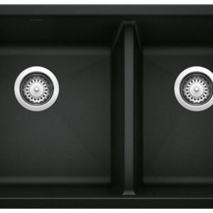 Precis U 1-3/4 2 Bowl Silgranit Undermount Kitchen Sink - Coal Black 402652 Blanco
