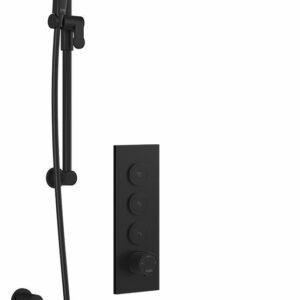 Moroka TB3 Plus Thermostatic Push-Button Shower System with Vertical Ceiling Arm (Less Valve) - Matte Black BF2098-160-101 Kalia