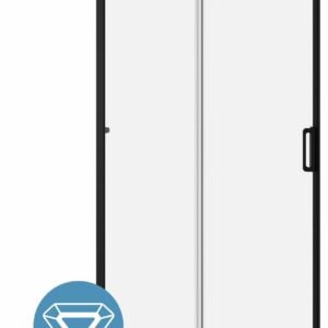 K3 48" x 77" Alcove Sliding Door Fixed and Mobile Panel - Matte Black DR2057-160-004 Kalia