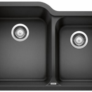 Vision U 1-3/4 2 Bowl Silgranit Undermount Kitchen Sink - Anthracite 401138 Blanco