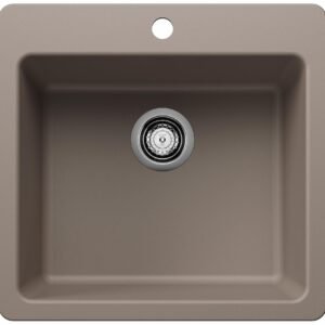Liven 21 1 Bowl Silgranit Dual Mount Kitchen Sink - Truffle 403662 Blanco