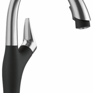 Artona Kitchen Faucet with Pulldown Spray - Stainless/Coal Black 526401 Blanco