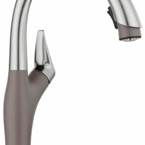 Artona Kitchen Faucet with Pulldown Spray - Pvd Steel/Volcano Gray 443039 Blanco