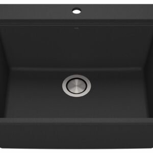 Bacia 25" Granistone 1 Bowl Drop-In Kitchen Sink with Silicone Mat & Drain - Matte Black KS2119-320 Kalia