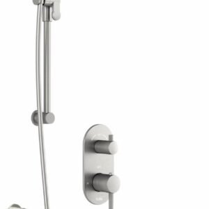RoundOne TD2 Thermostatic Integrated Diverter Shower System with Wall Arm (Less Valve) - Pure Nickel BF1639-125 Kalia