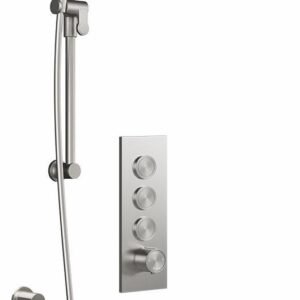 Moroka TB3 Plus Thermostatic Push-Button Shower System with Wall Arm (Less Valve) - Pure Nickel BF2098-125-100 Kalia