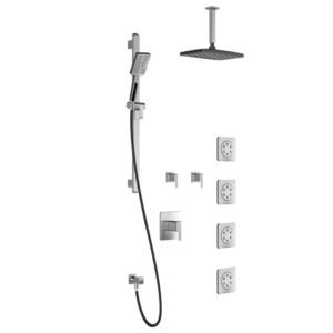 Grafik T375 Premia Thermostatic Shower System with Vertical Ceiling Arm (less valves) - Black/Chrome BF1365-150-201 Kalia