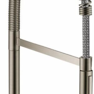 Axor Starck Semi-Pro Kitchen Faucet with Spring Pulldown Spray - Steel Optic 10820801 Axor
