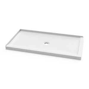 Koncept 60" x 32" Acrylic Shower Base with Center Drain and LH Tiling Flange - White BW1808-240 Kalia