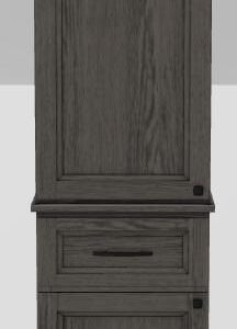 18" LH Linen Tower Bellrose Upper and Lower Doors with Slim Handles/Prestigue Knobs - Urban Oak/Black 18LHUOAKBELUPLOWBLK Stonewood Cabinetry