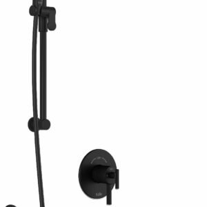 RoundOne TCD1 Plus Thermostatic Coaxial Shower System with Vertical Ceiling Arm - Matte Black BF1636-160-101 Kalia