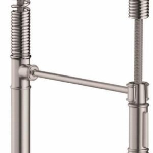 Axor Montreux Semi-Pro Kitchen Faucet with Spring Pulldown Spray - Steel Optic 16582801 Axor