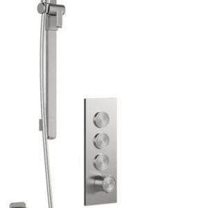 Moroka TB3 Thermostatic Push-Button Shower System with Vertical Ceiling Arm (Less Valve) - Pure Nickel BF2098-125-001 Kalia