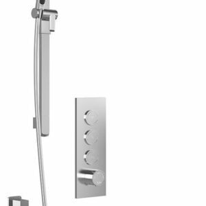Kareo TB3 Plus Thermostatic Push-Button Shower System with Vertical Ceiling Arm - Chrome BF2101-110-101 Kalia