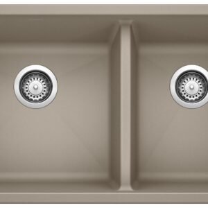 Precis U 1-3/4 2 Bowl Silgranit Undermount Kitchen Sink - Truffle 401142 Blanco