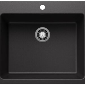 Liven 25 1 Bowl Silgranit Dual Mount Kitchen Sink - Anthracite 403651 Blanco