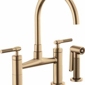 Litze Bridge Faucet with Arc Spout and Knurled Handle - Luxe Gold 62543LF-GL Brizo