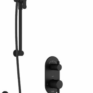 RoundOne TD3 Plus Thermostatic Integrated Diverter Tub and Shower System with Wall Arm (Less Valve) - Matte Black BF1643-160-100 Kalia