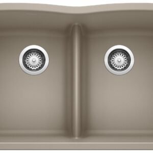 Diamond U 2 Bowl Low Divide Undermount Silgranit Sink - Truffle 401836 Blanco