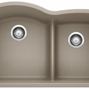 Diamond U 1.75 Bowl Low Divide Undermount Silgranit Sink - Truffle 401576 Blanco