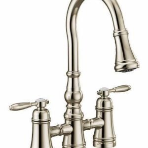 Weymouth Bridge Kitchen Faucet with Pulldown Spray - Polished Nickel S73204NL Moen
