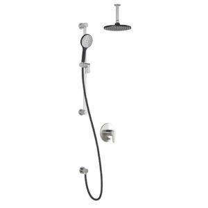 Kontour PB4 Pressure Balance Shower System with Vertical Ceiling Arm (less valve) - Black/Chrome BF1498-150-001 Kalia