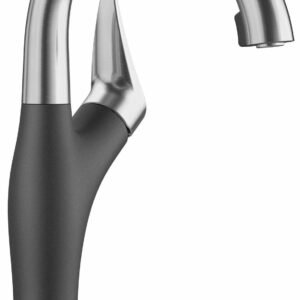 Artona Bar Faucet with Hidden Pulldown Spray - Stainless/Anthracite 526378 Blanco