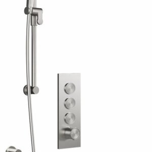 Moroka TB3 Plus Thermostatic Push-Button Shower System with Vertical Ceiling Arm - Pure Nickel BF2097-125-101 Kalia