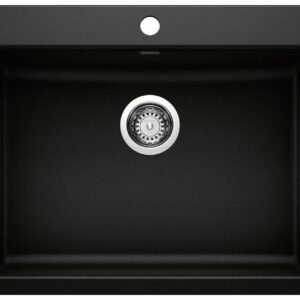 Precis ADA/CSA 1 Bowl Silgranit Dual Mount Kitchen Sink - Coal Black 402655 Blanco
