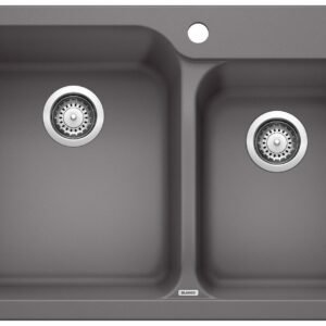 Vision 1-3/4 2 Bowl Silgraint Drop-In Kitchen Sink - Cinder 401394 Blanco