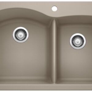 Diamond 1-3/4 2 Bowl Silgranit Drop-In Kitchen Sink - Truffle 401153 Blanco