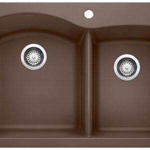 Diamond 1-3/4 2 Bowl Silgranit Drop-In Kitchen Sink - Cafe 400343 Blanco
