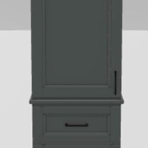 18" LH Linen Tower Bellrose Upper and Lower Doors with Square Handles - Moss Grey/Black 18LHMOSSUPLOWBKSQ Stonewood Cabinetry
