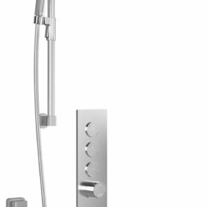 RoundOne TB3 Premia Thermostatic Push-Button Shower System with Wall Arm (Less Valve) - Chrome BF2067-110-200 Kalia