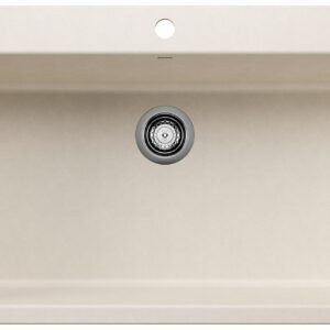 Liven 33 Super 1 Bowl Silgranit Dual Mount Kitchen Sink - Soft White 403633 Blanco