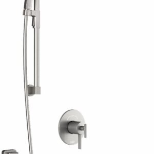 RoundOne TCD1 Premia Thermostatic Coaxial Shower System with Wall Arm (Less Valve) - Pure Nickel BF1637-125-200 Kalia