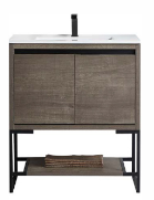 Selby 30" x 18" 2-Door Vanity with Metal Base (Cabinet Only) - Plaid Grey DC2018-30GRY Duval