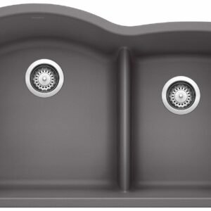 Diamond U 1.75 Bowl Low Divide Undermount Silgranit Sink - Cinder 401574 Blanco