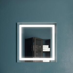 Effect 24" x 24" Illuminated Bathroom Mirror with Touch Switch - Black MR1662-500-001 Kalia