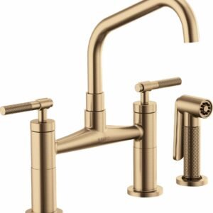 Litze Bridge Faucet with Angled Spout and Knurled Handle - Luxe Gold 62563LF-GL Brizo