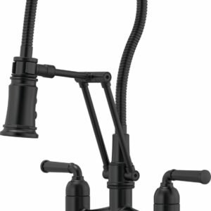 Rook Articulating Bridge Faucet With Finished Hose - Matte Black 62174LF-BL Brizo