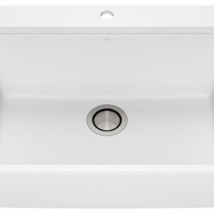 Bacia 27" Granistone 1 Bowl Drop-In Kitchen Sink with Silicone Mat & Drain - White KS2139-310 Kalia